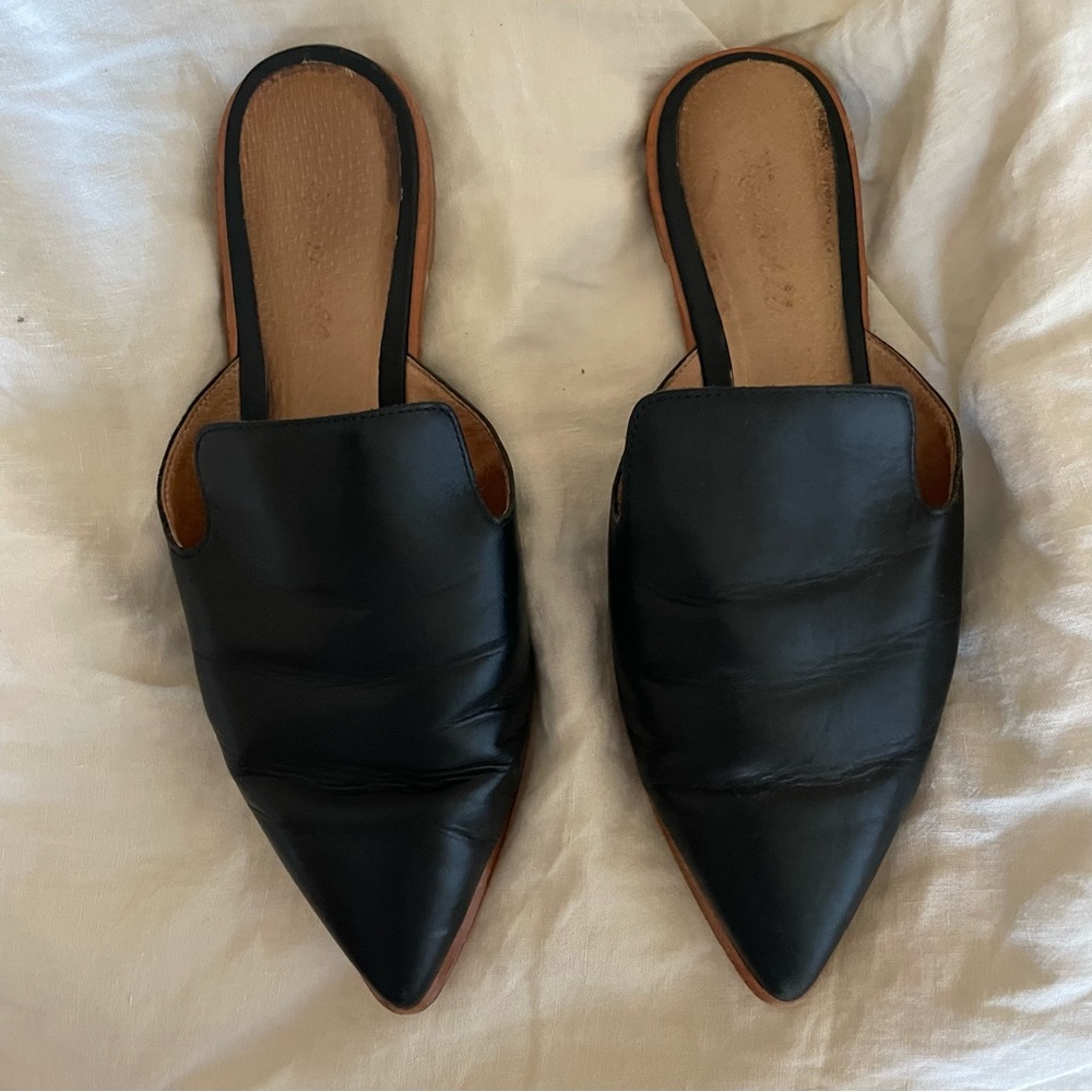 Madewell Black Leather Mules